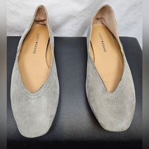 Lucky‎ Brand Alba Ballet Flats Womens 8.5 M Gray Leather Cottagecore Hippie Boho
